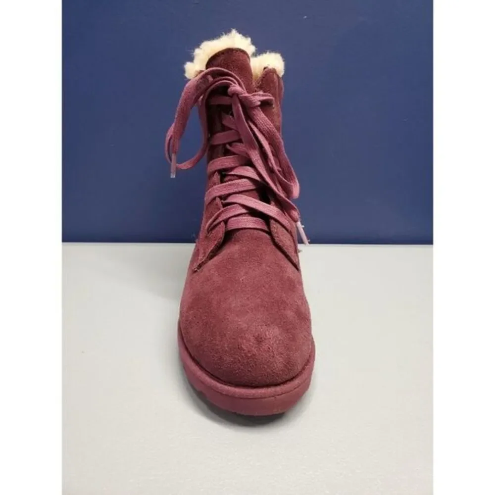 BEARPAW Phoebe Boots Womens 5 Girls 3 Purple Suede‎ Water Resistant Lace Up